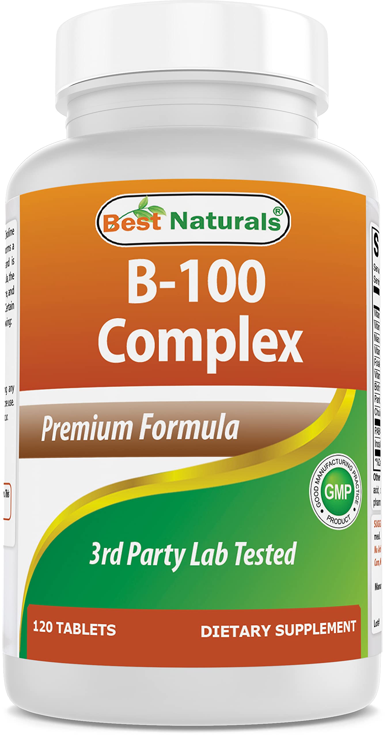 Best Naturals frasco B-100 frente mostrando etiqueta y beneficios claros