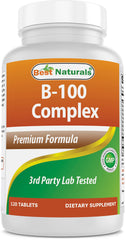 Best Naturals frasco B-100 frente mostrando etiqueta y beneficios claros