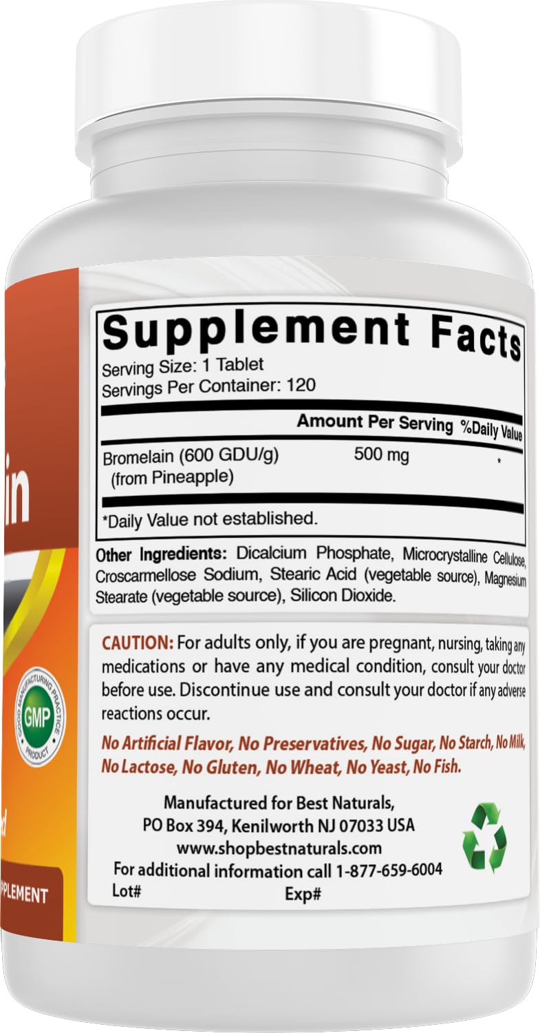 Primer plano de la etiqueta nutricional Best Naturals mostrando dosis y certificaciones