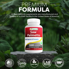 Best Naturals corteza de pygeum y bayas de saw palmetto en enfoque natural