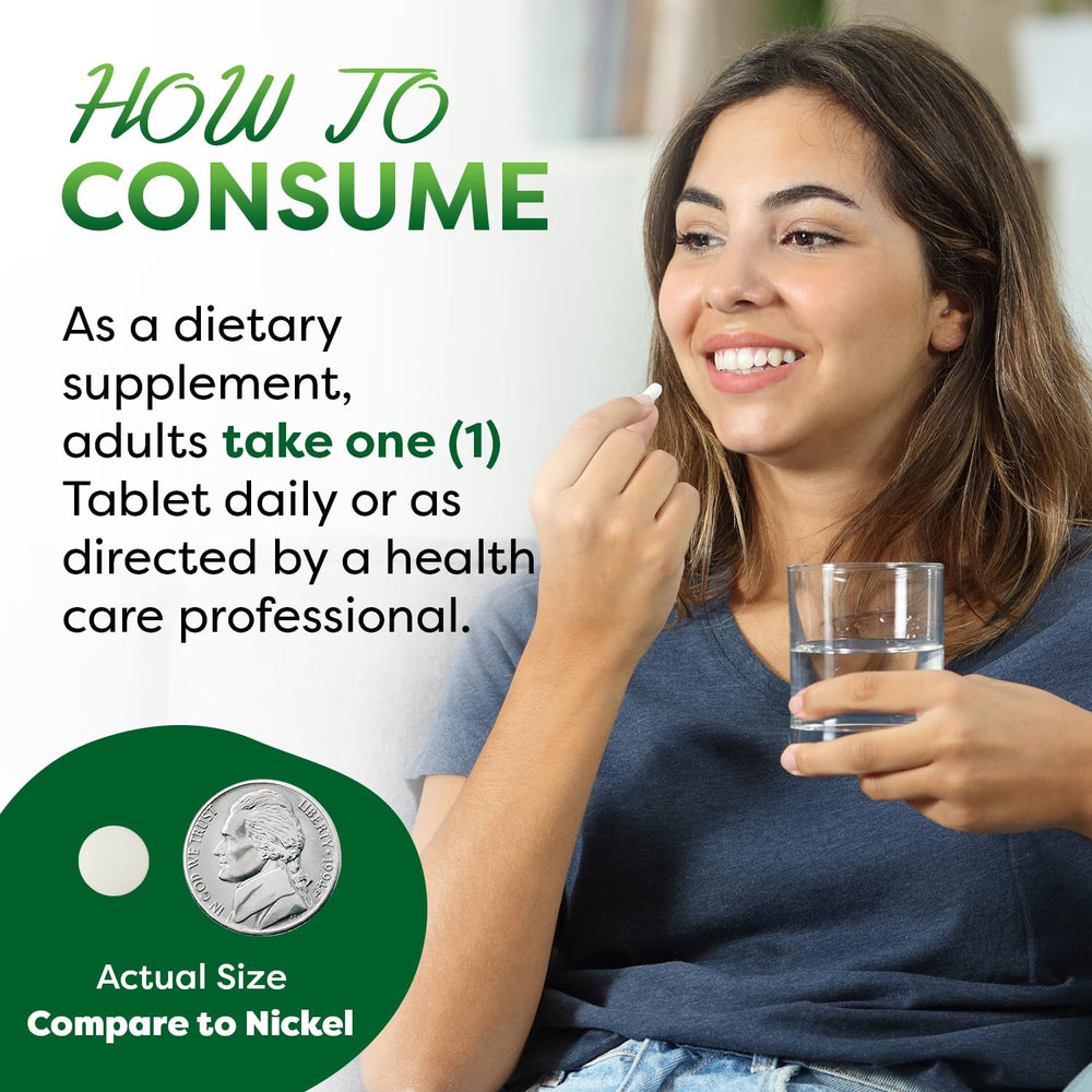 Best Naturals primer plano de tabletas, textura y forma para identificar la presentación