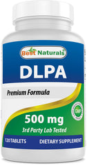 Best Naturals frasco DLPA 500 mg vista frontal, presentación clara y práctica
