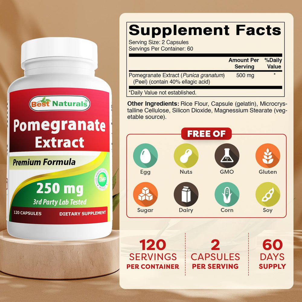 Best Naturals etiqueta con ingredientes y pruebas de laboratorio, transparencia clara