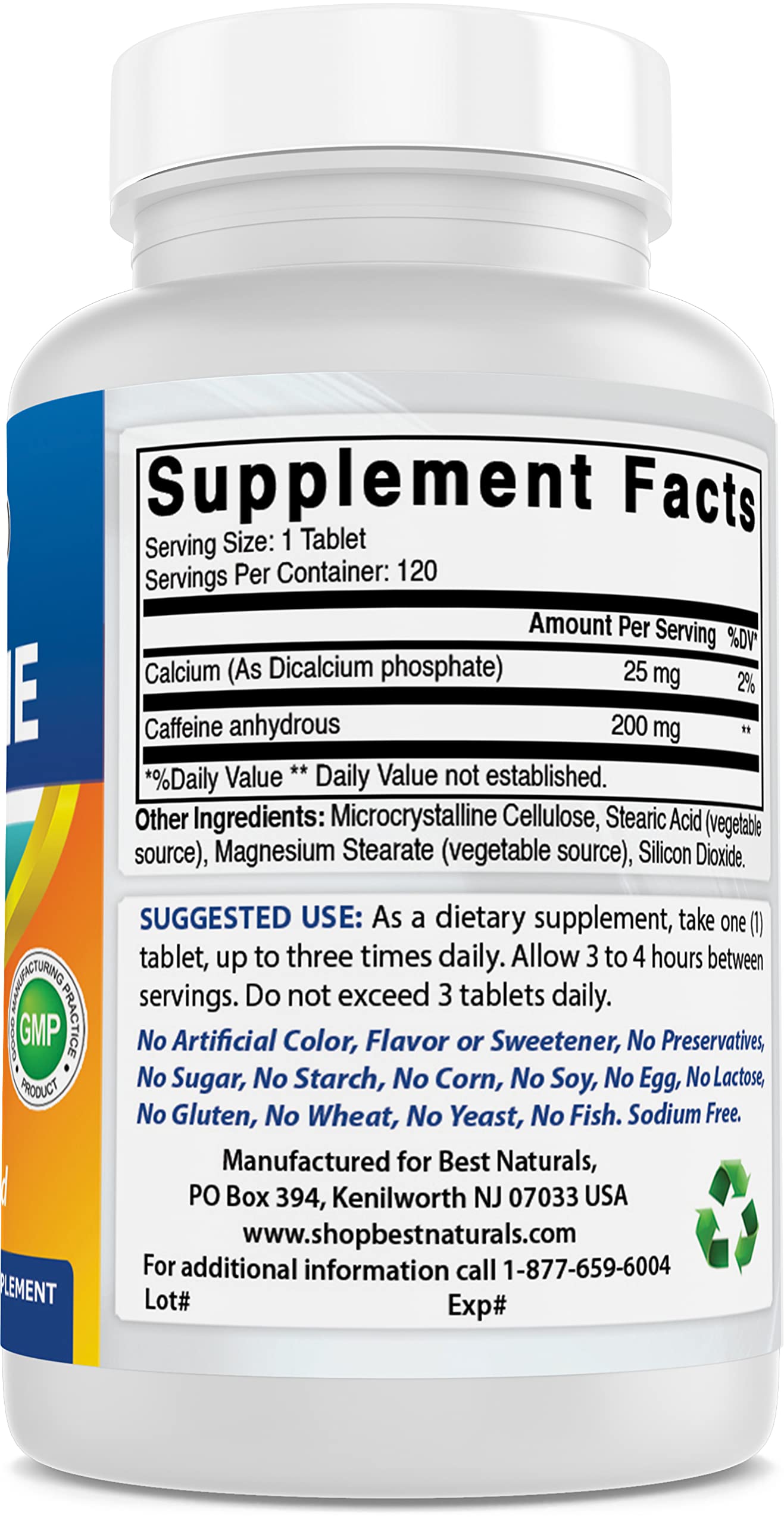 Best Naturals etiqueta con información nutricional y pruebas de terceros