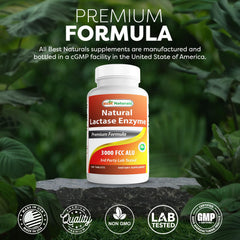 Etiqueta Best Naturals con información nutricional y sellos de prueba, confianza en calidad