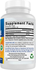 Best Naturals etiqueta nutricional ampliada mostrando 200 mg por tableta y cumplimiento