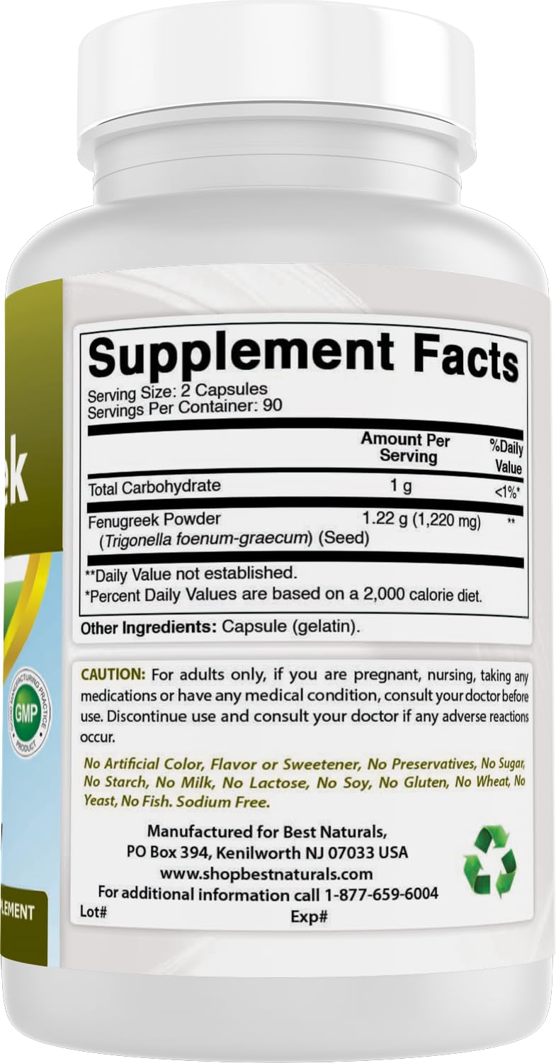 Best Naturals etiqueta con información de ingredientes y control de calidad