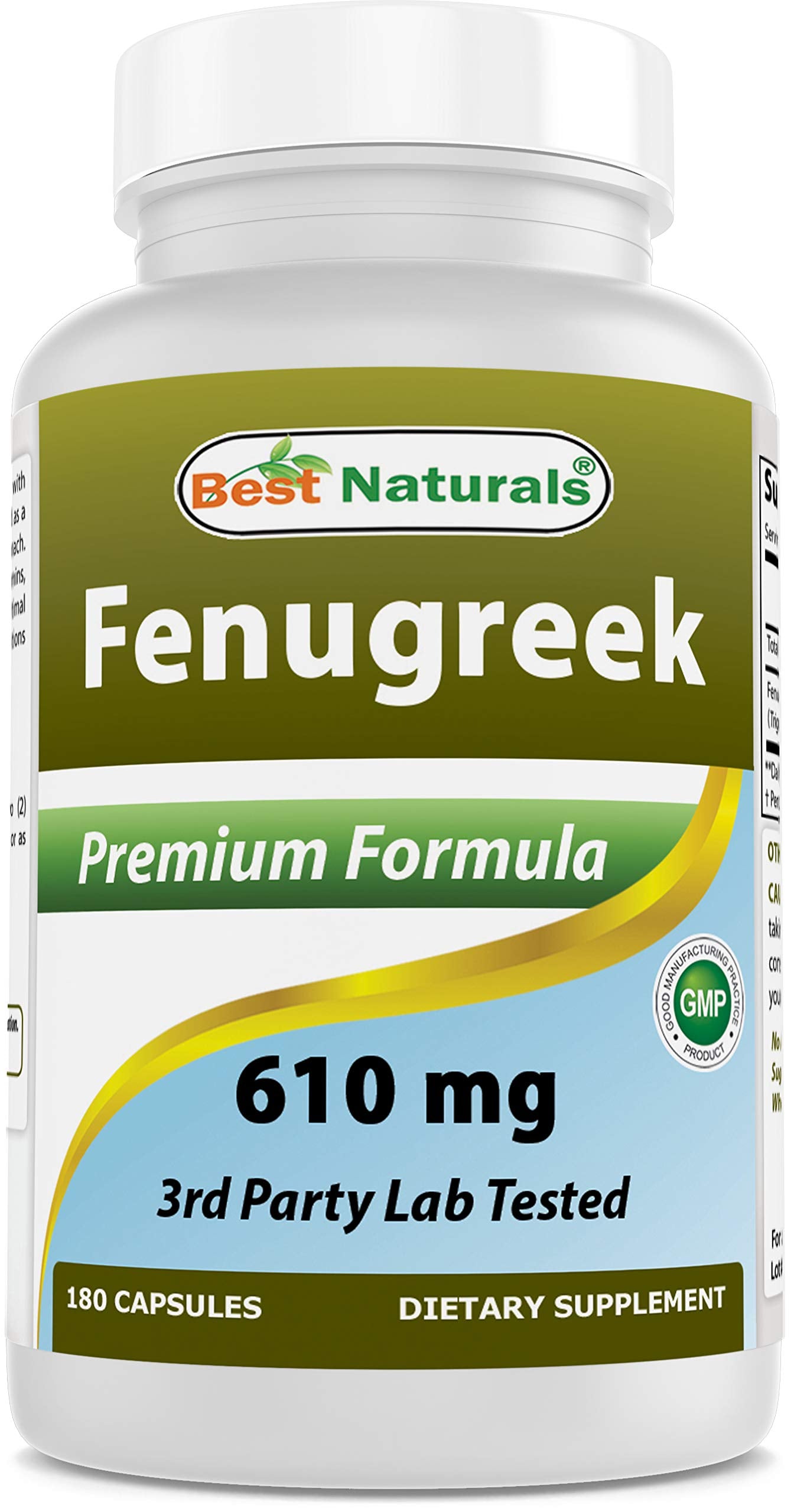 Best Naturals frasco frontal mostrando 180 cápsulas y beneficio de dosificación
