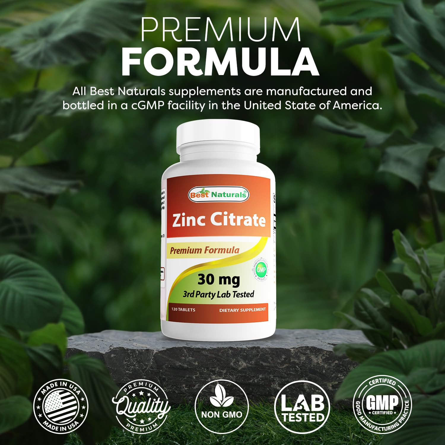 Best Naturals frasco abierto con tabletas dispuestas para almacenamiento sencillo