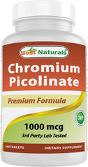 Best Naturals frasco delante mostrando 240 tabletas y beneficios de duración
