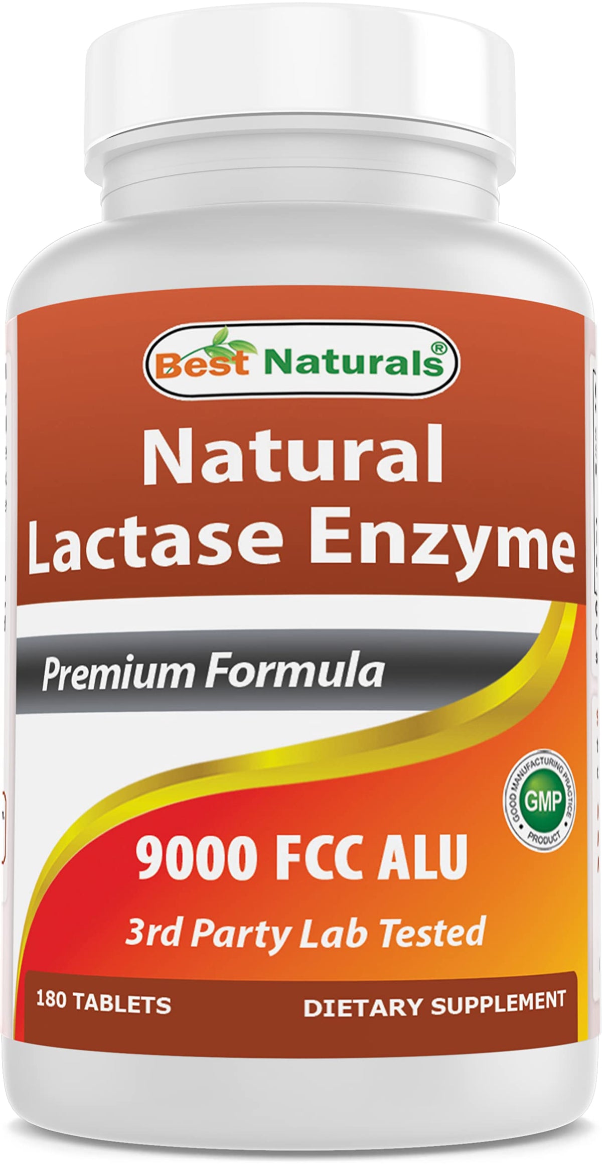 Best Naturals envase frontal de lactasa 9000 FCC ALU, proporciona alivio digestivo al consumir lácteos