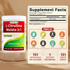 Detalle del polvo Best Naturals L-Citrulline Malate para apreciar textura fina y fácil disolución