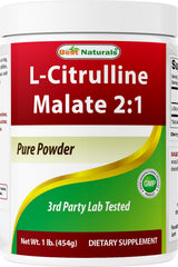 Envase Best Naturals L-Citrulline Malate frontal mostrando marca y tamaño 1 lb, ideal para mezclas