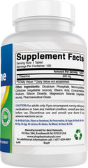 Best Naturals etiqueta con ingredientes y sello de pruebas de laboratorio