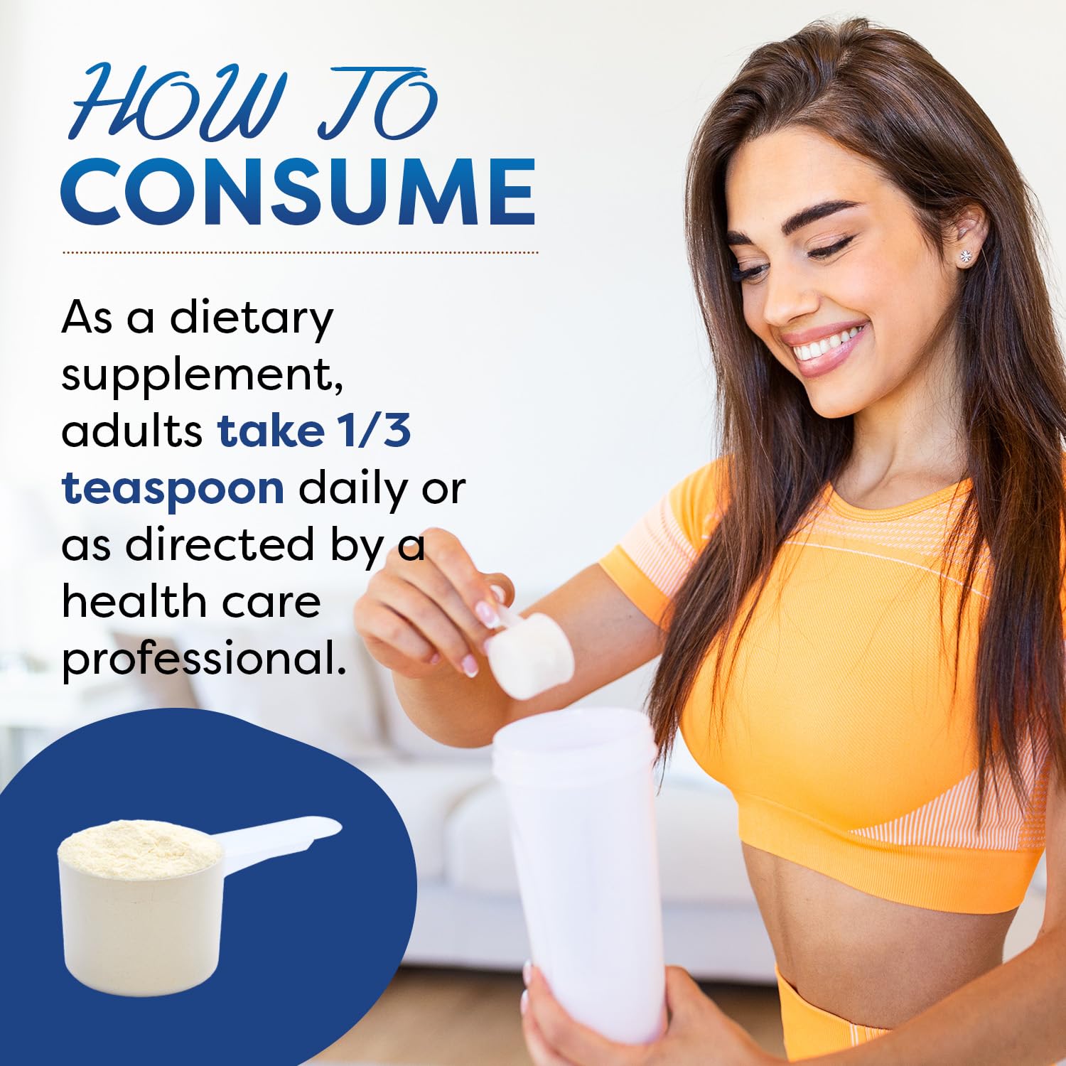 Best Naturals cucharita con porción medida, control preciso de la dosis
