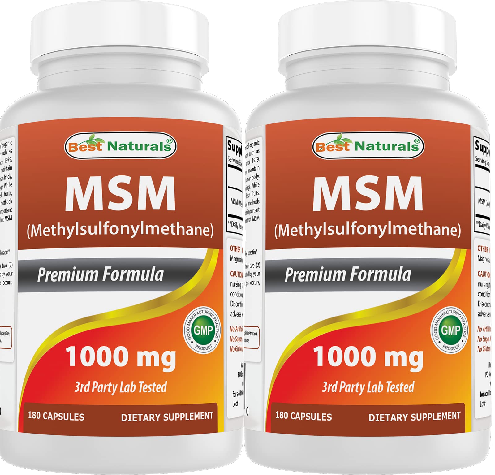 Best Naturals frasco frontal de MSM 1000 mg muestra presentación y cantidad