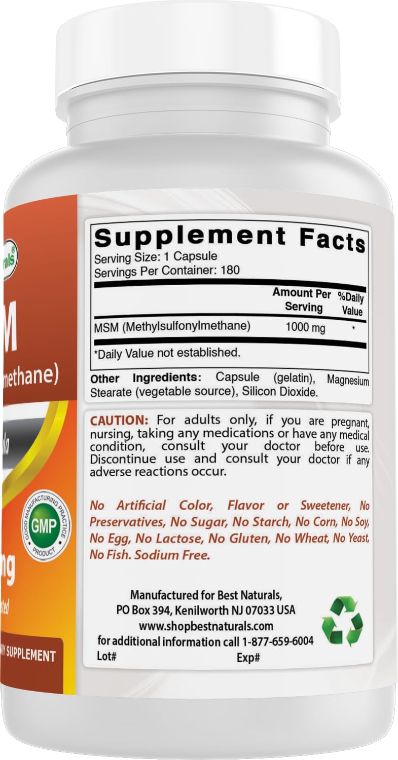 Best Naturals lista de ingredientes y sello de pruebas de terceros visible en etiqueta