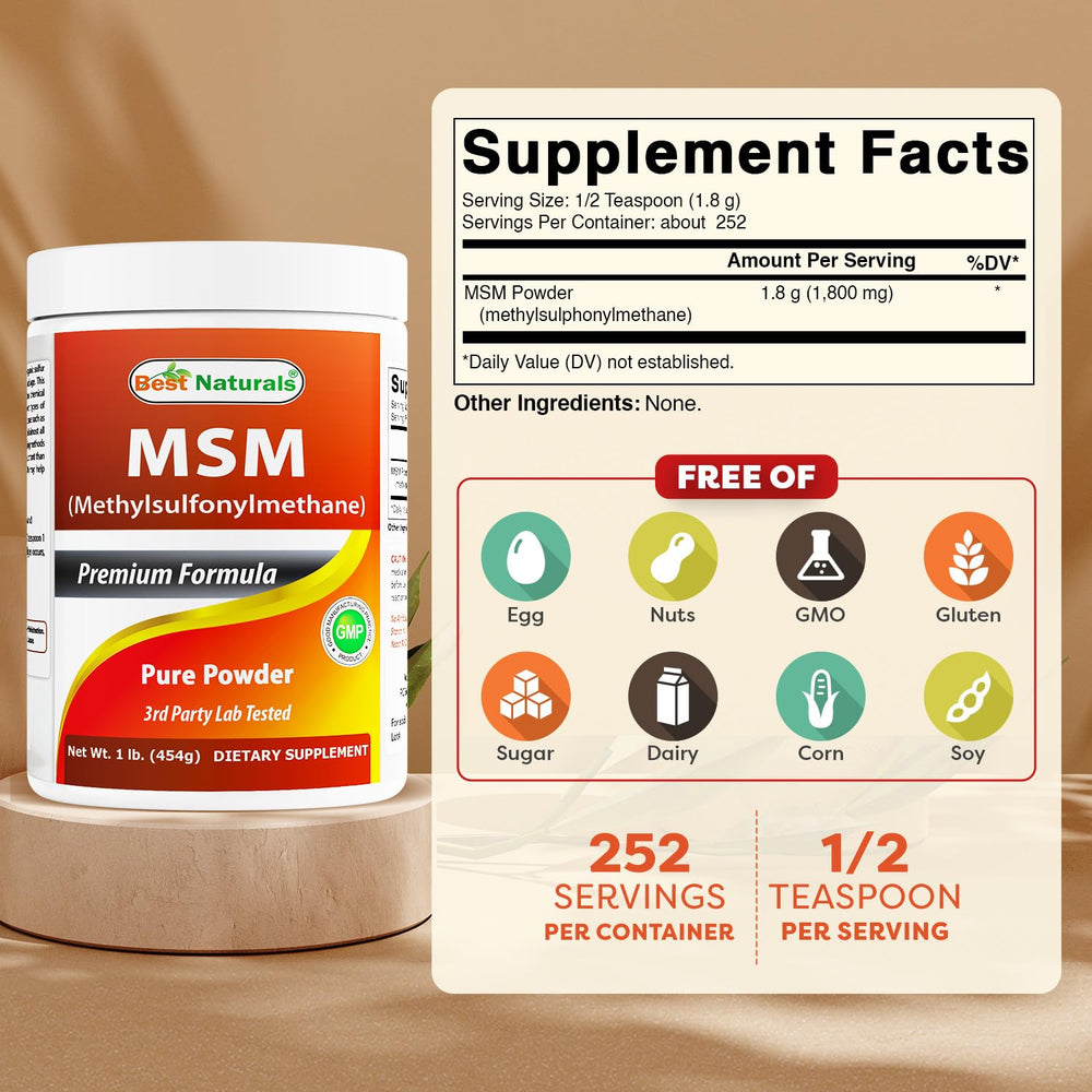 Best Naturals polvo fino en mano que muestra textura y mezcla fácil