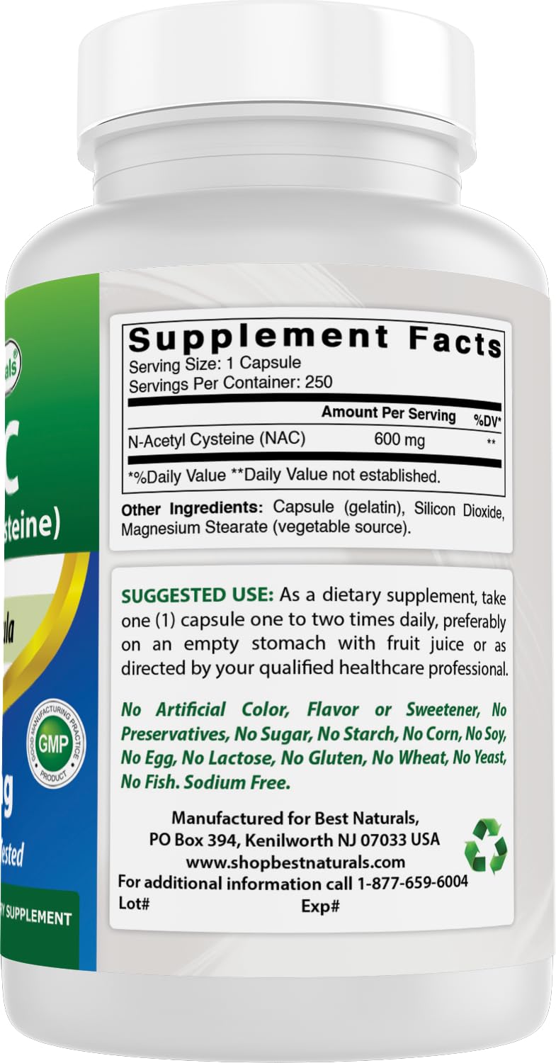 Best Naturals etiqueta nutricional enfocada en dosis y composición clara