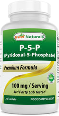 Best Naturals botella frontal del suplemento P5P que muestra la marca y formato