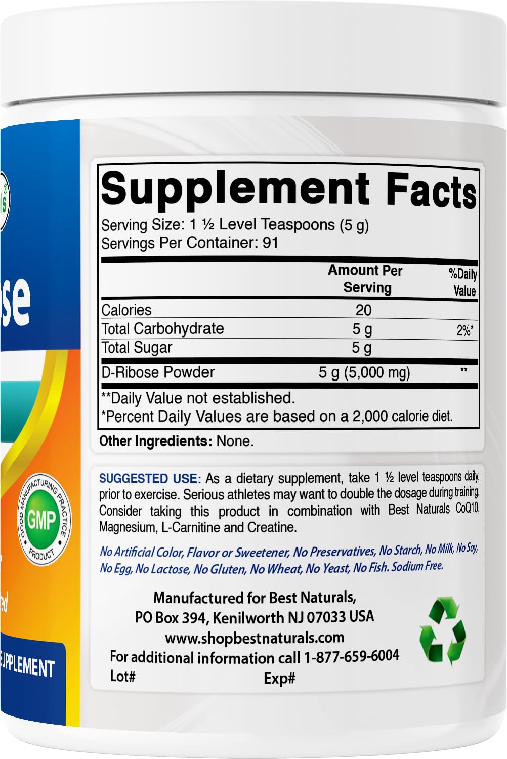 Best Naturals envase en mano para comparar tamaño del producto