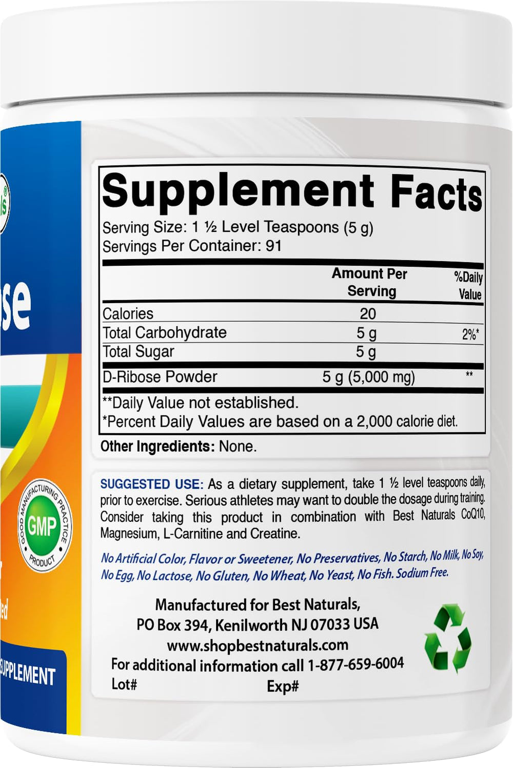 Best Naturals envase en mano para comparar tamaño del producto