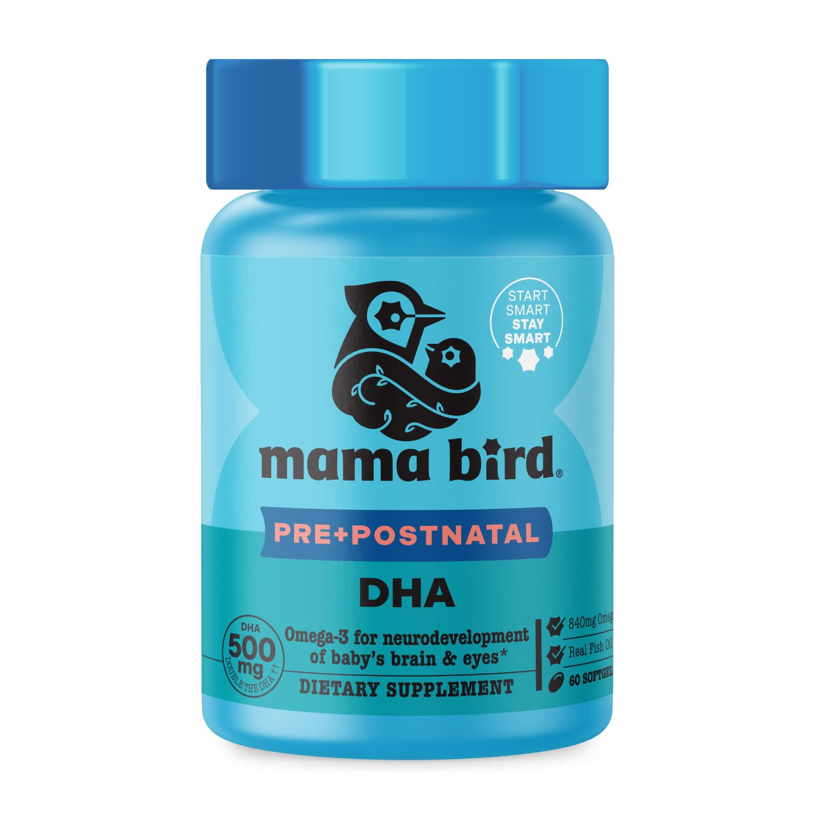 Best Nest Wellness frasco Mama Bird frontal mostrando cápsulas y etiqueta clara