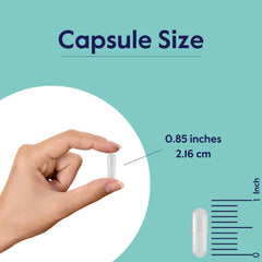 BESTVITE cápsulas en mano para comparar tamaño y dosificación