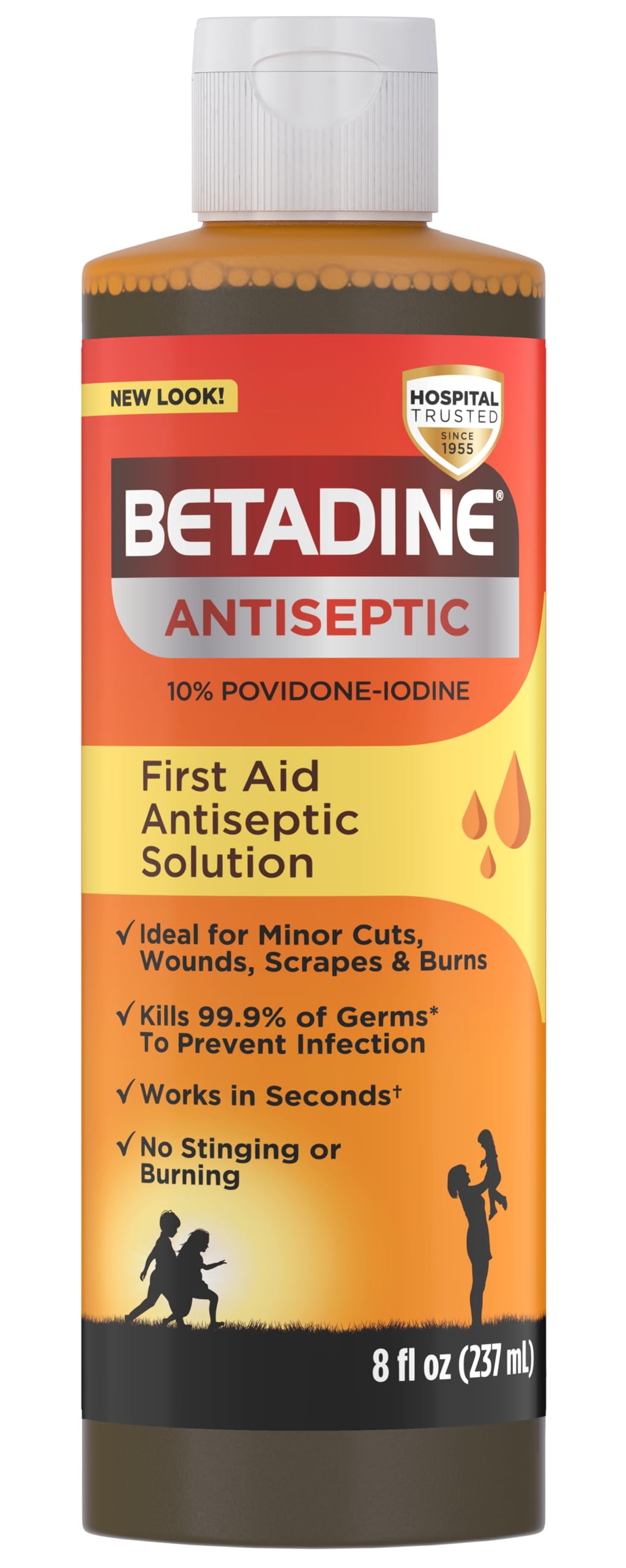 Betadine envase frontal mostrando marca y tamaño, protección inmediata