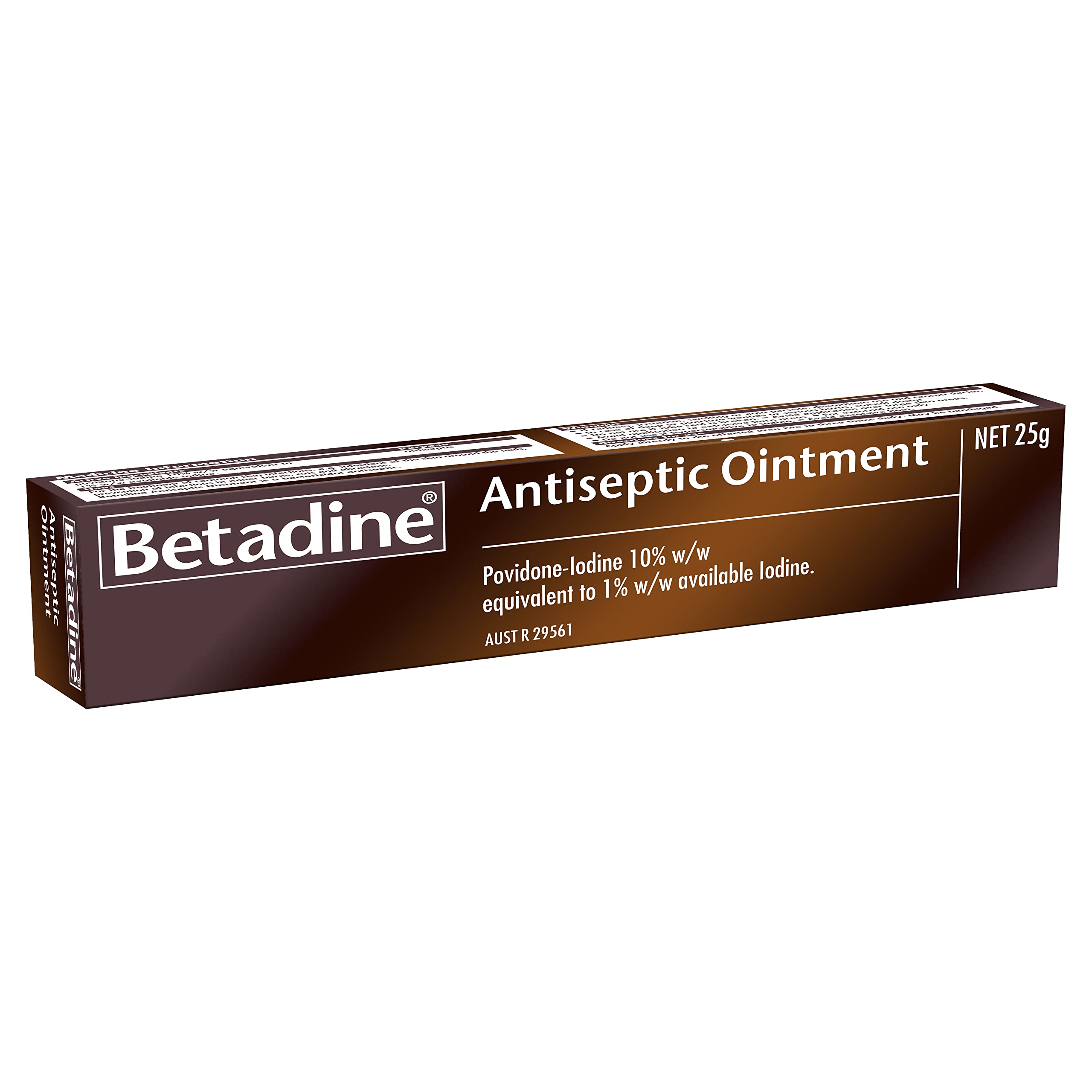 Betadine pomada envase frontal mostrando marca y presentación, claridad en uso