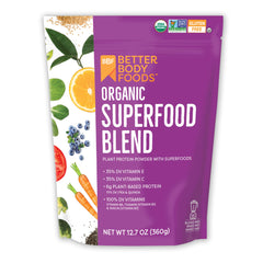BetterBody Foods paquete frontal orgánico, fácil identificación y compra