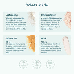 Bettervits inulina en polvo ilustrando el prebiótico que alimenta bacterias