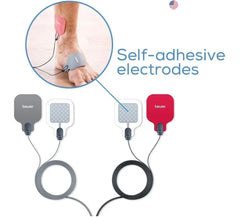 Beurer electrodos aplicados en espalda, uso cómodo y adaptación corporal