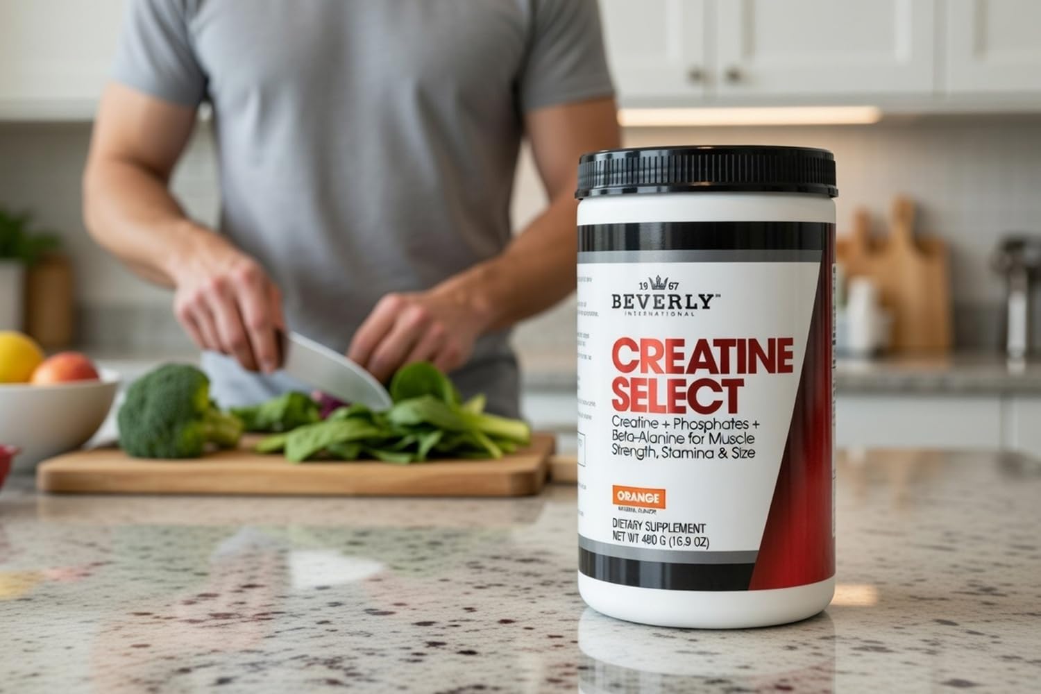 Beverly International Creatine Select gráfico o detalle que ilustra la mezcla con fosfatos