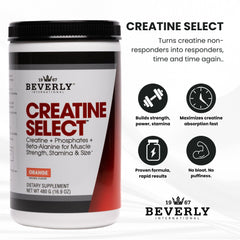 Beverly International Creatine Select etiqueta de ingredientes destacando creatina y fosfatos