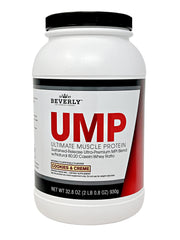 Beverly International envase frontal UMP Cookies & Cream mostrando etiqueta y tamaño