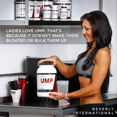 Beverly International UMP etiqueta de ingredientes que destaca proteína de leche