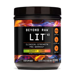 BEYOND RAW envase frontal mostrando 30 servicios y diseño de marca, ideal para energía intensa