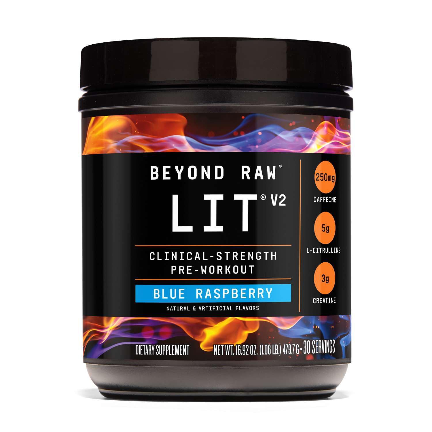 BEYOND RAW LIT V2 frente del envase mostrando diseño y cantidad