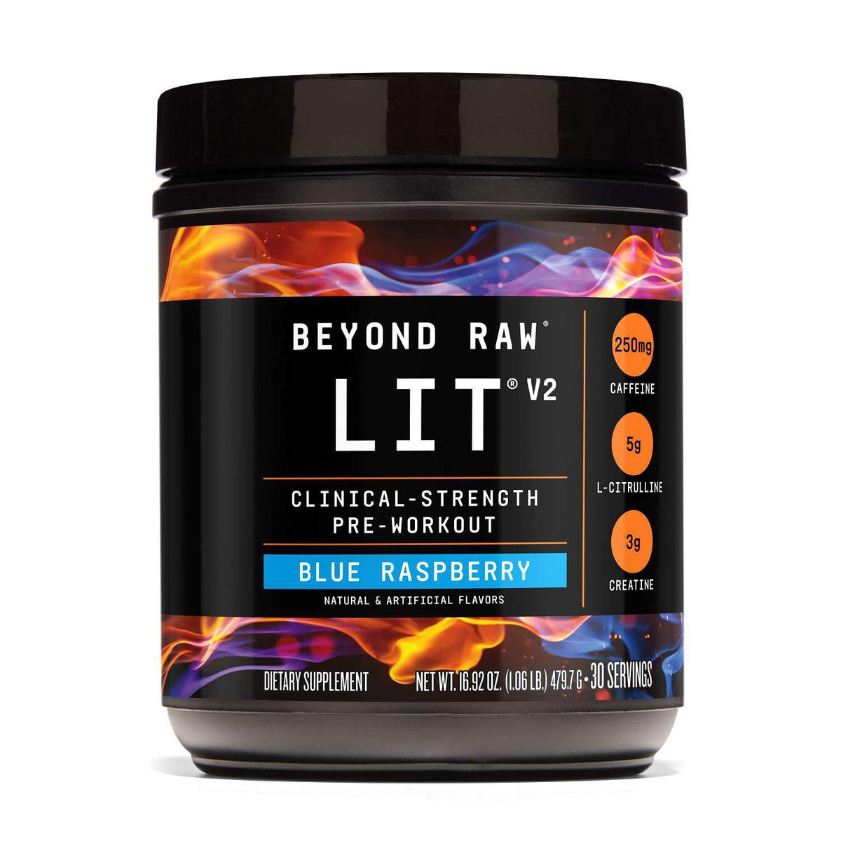 BEYOND RAW LIT V2 frente del envase mostrando diseño y cantidad