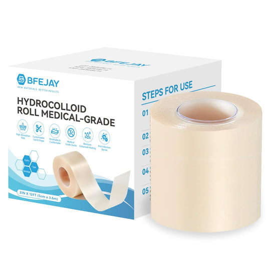 BFEJAY rollo hidrocoloide frontal mostrando longitud y formato, protección discreta
