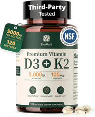 BienRaíz frasco de 120 softgels mostrando cantidad y envase protector