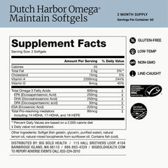 BIG BOLD HEALTH etiqueta nutricional con detalles de EPA, DHA y vitaminas