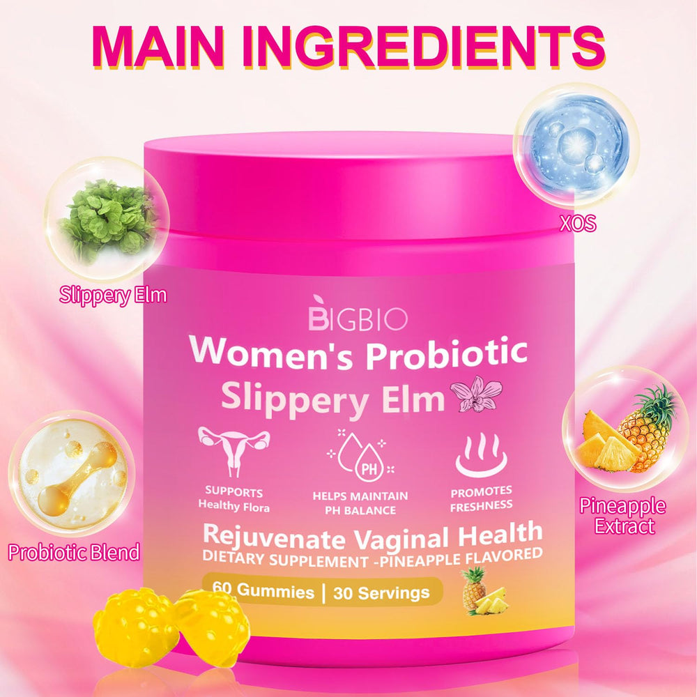BIGBIO ingredientes slippery elm y XOS resaltando soporte calmante