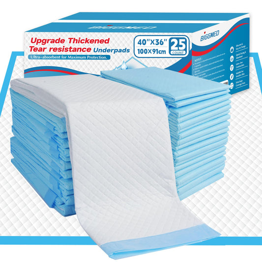 BIGGMED empaque frontal mostrando paquete de 25 para reposición fácil