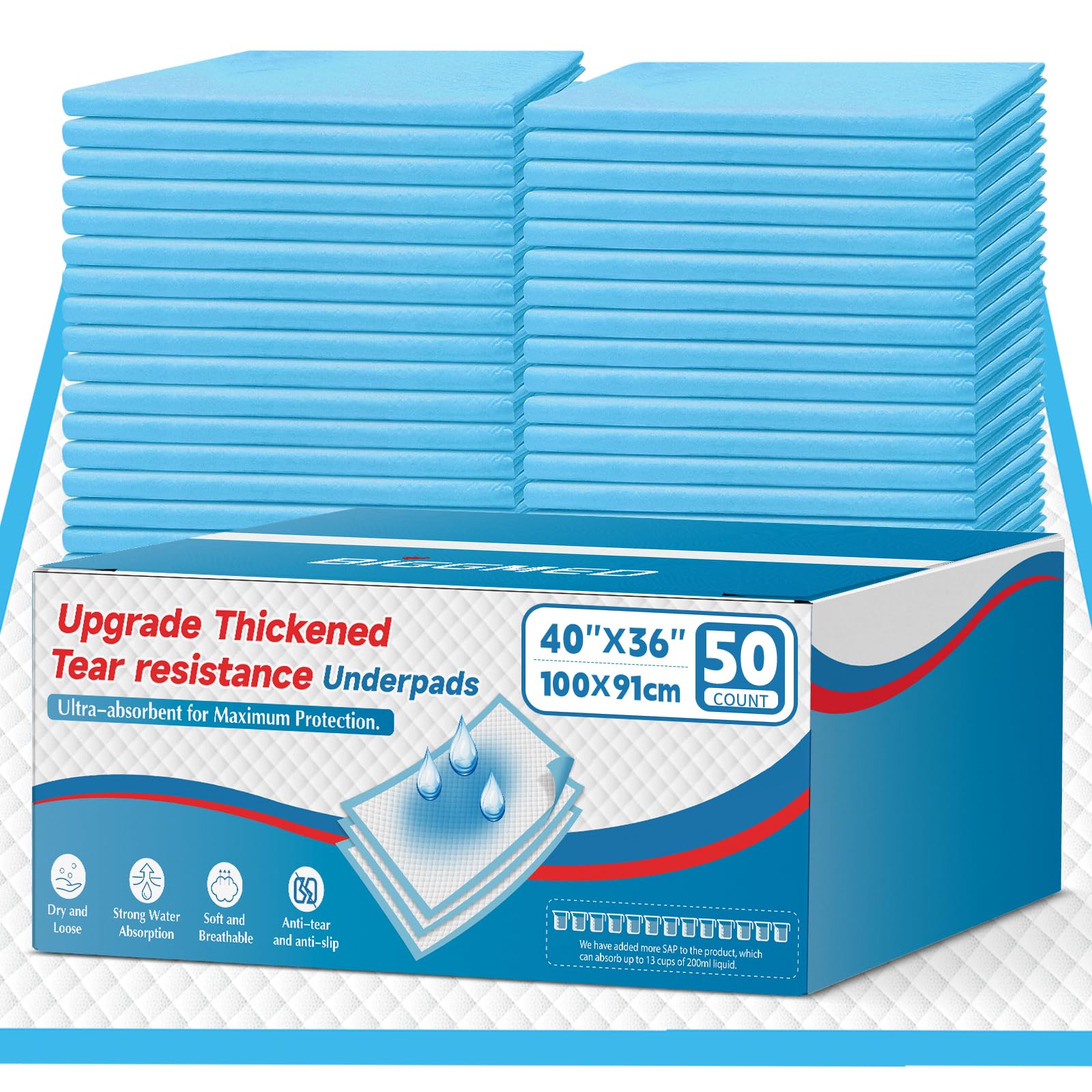 BIGGMED vista frontal del paquete muestra 50 protectores para mayor seguridad
