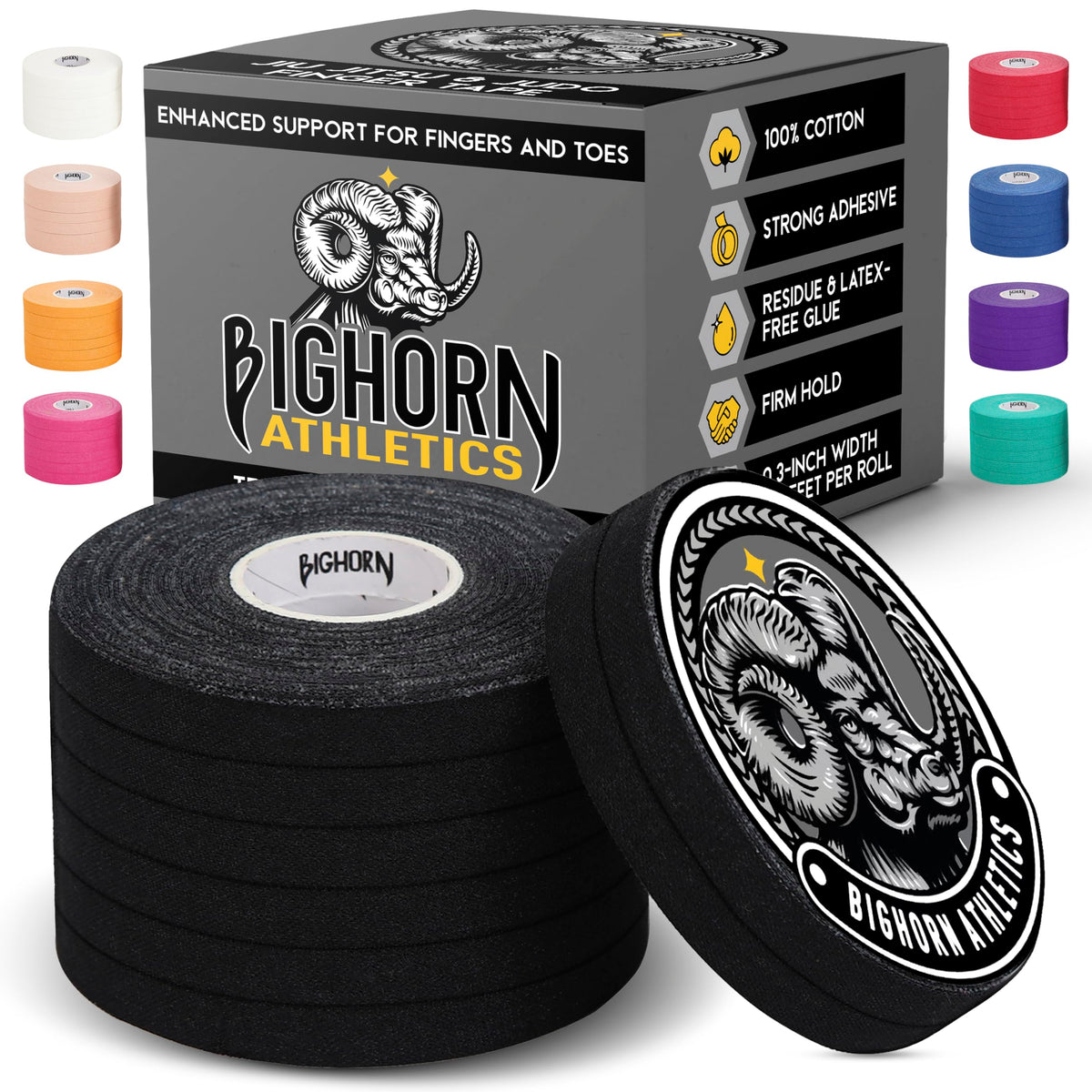 Bighorn Athletics caja frontal mostrando los ocho rollos y ahorro