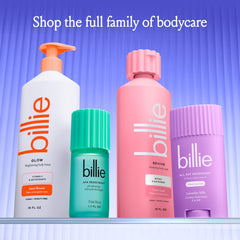 Billie producto en baño ambientado, transmite aroma fresco Cotton Cloud