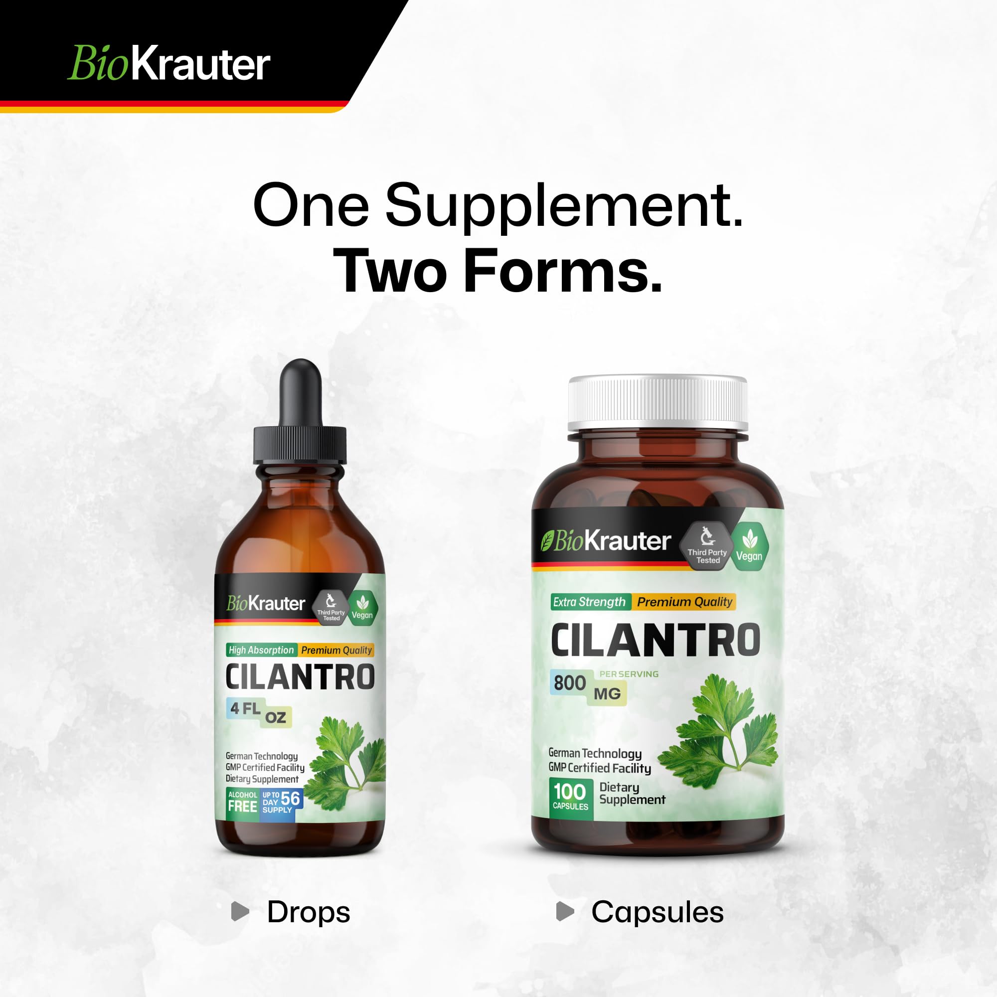 BIO KRAUTER cápsulas tomadas junto a un vaso de agua y comida ligera