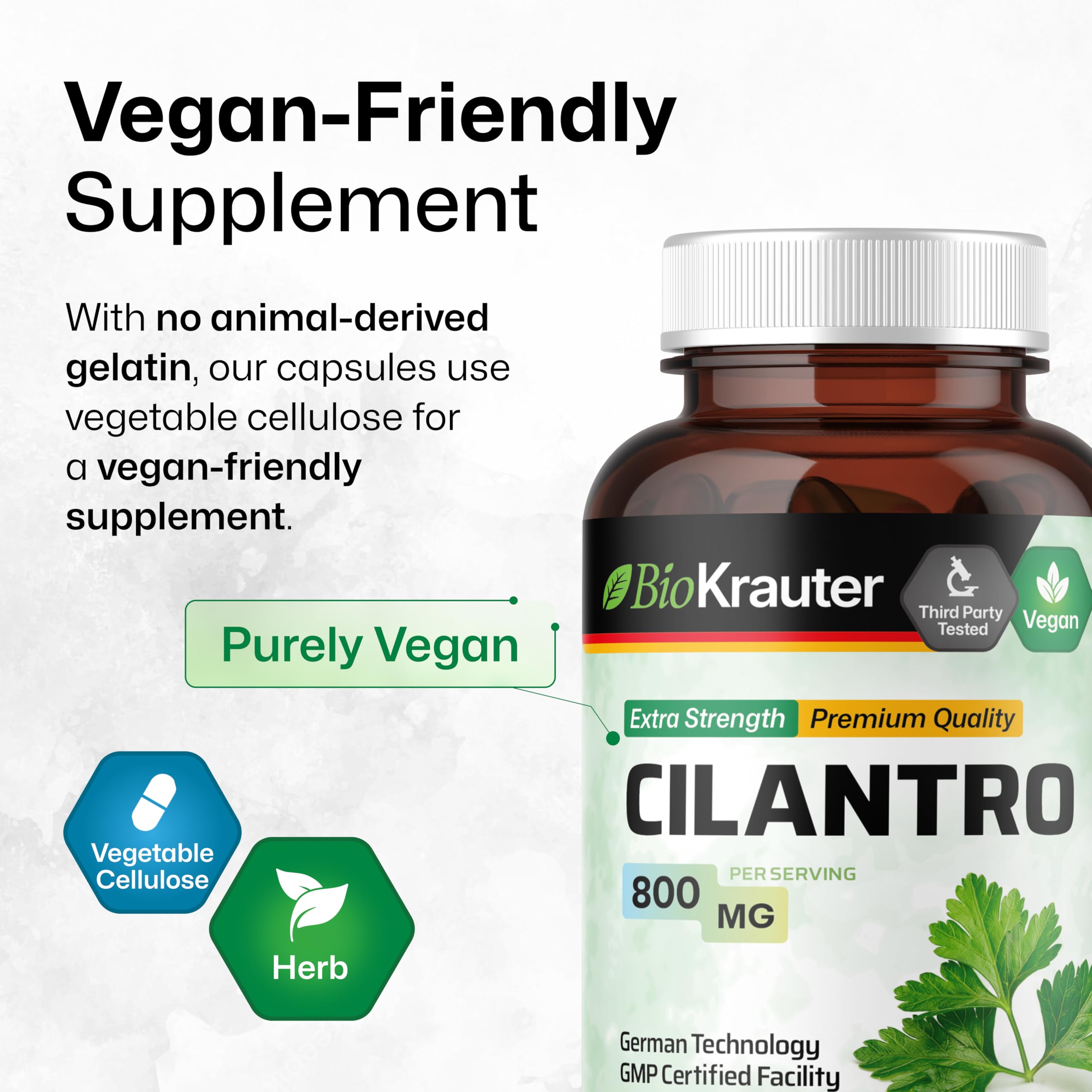 BIO KRAUTER frasco en bolso de viaje, suplemento vegano práctico